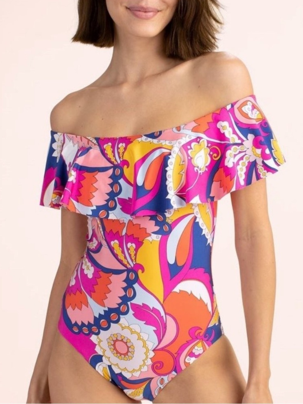 NWT Trina Turk Sevilla Floral Off the Shoulder One Piece size 4